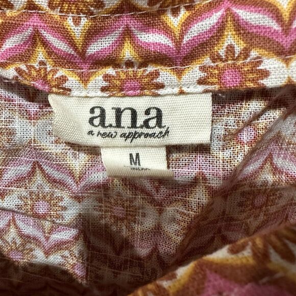ANA A New Approach Daisy Tank Hippie Pink Orange Floral Size Medium - Picture 3 of 6